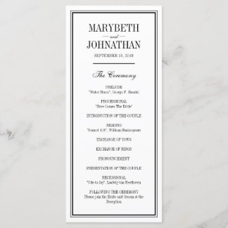 Simple and Elegant Wedding Ceremony Program Card