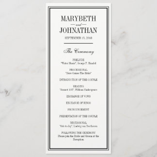 Simple and Elegant Wedding Ceremony Program Programme