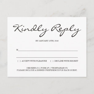 Simple and Elegant Wedding Reply Enclosure RSVP Invitation Postcard