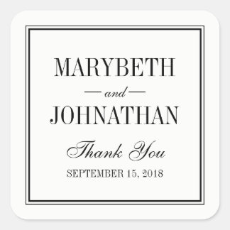 Simple and Elegant Wedding Thank You Favour Sticke Square Sticker