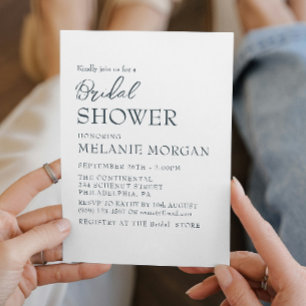 Simple and Elegant White Bridal Shower Invitation
