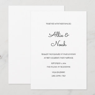 simple and elegant white wedding invitation card