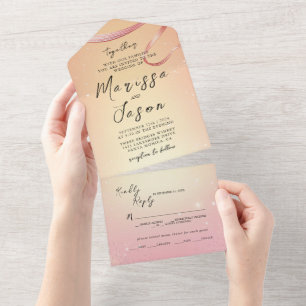 Simple and Elegant Yellow and Pink Wedding All In One Invitation