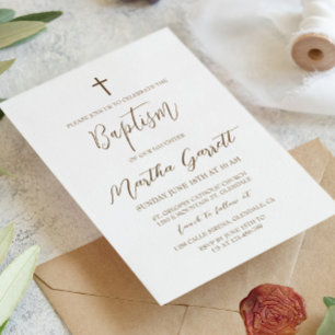 Simple And Elegant Yellow and White Girl Baptism Invitation