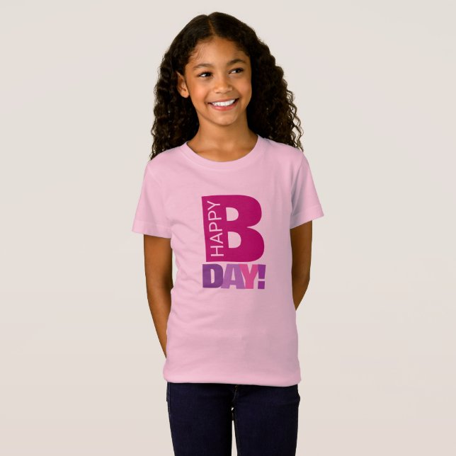 Simple and Fun Pink Happy Bday Girl Tshirt (Front Full)