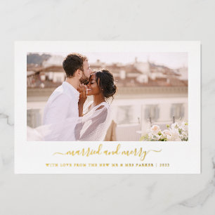 Simple and Minimal   Photo Gold Married and Merry