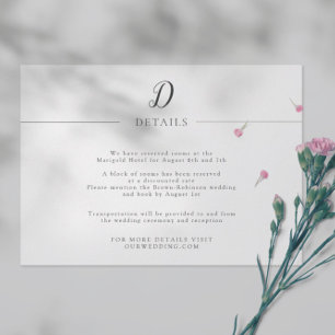 Simple and Minimalist Monogram Wedding Details Enclosure Card