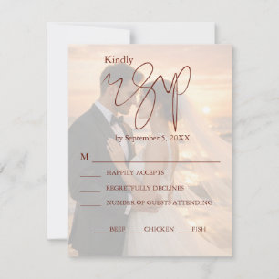 Simple and Minimalist Romantic Sunset Beach Vows  RSVP Card