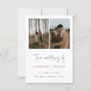 Simple and modern 3 photo QR code wedding Invitation