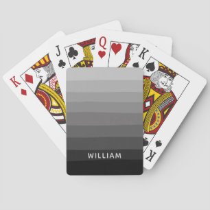 Simple and Modern Black Grey Custom Name Playing Cards