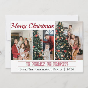 Simple and Modern Christmas Family Photo Collage Holiday Card