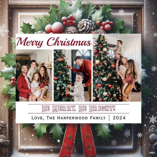  Simple and Modern Christmas Family Photo Collage Holiday Card (Creator Uploaded)