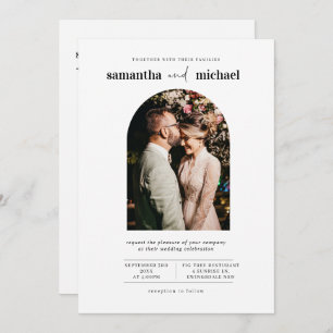 Simple and modern contemporary photo wedding  invitation