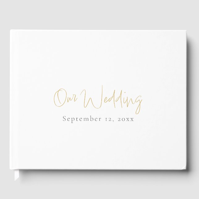 Simple and modern gold, minimalistic wedding guest book (Front)