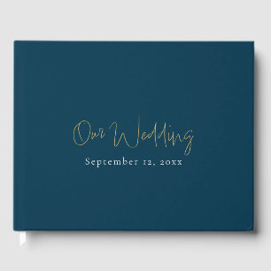 Simple and modern gold, minimalistic wedding guest book