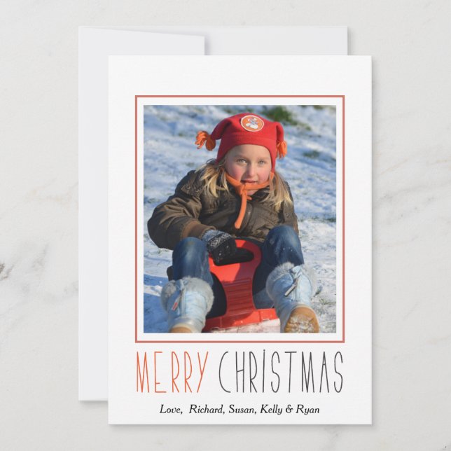 Simple and Modern Merry Christmas Photocard Holiday Card (Front)