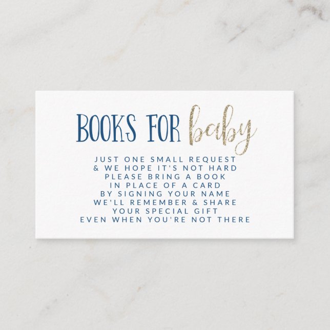 Simple and Modern Navy and Gold Book Request Enclosure Card (Front)