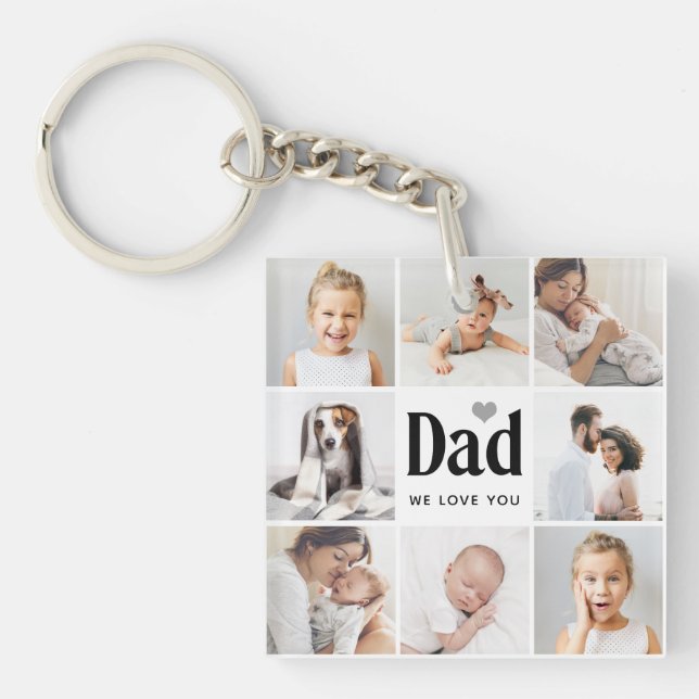 Simple and Modern | Photo Collage for Dad Key Ring (Front)