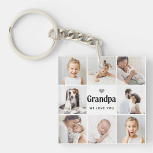 Simple and Modern Photo Collage for Grandpa Key Ring