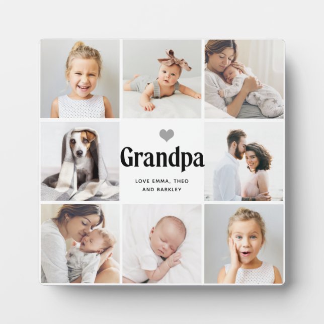 Simple and Modern | Photo Collage for Grandpa Plaque (Front)