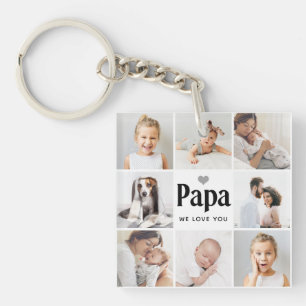 Simple and Modern Photo Collage for Papa Key Ring