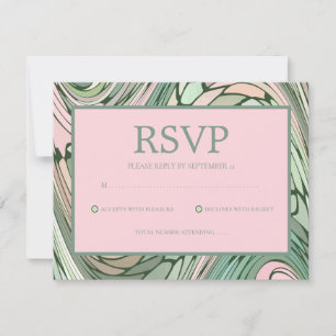 Simple and Modern Pink and Green Bat Mitzvah  RSVP Card