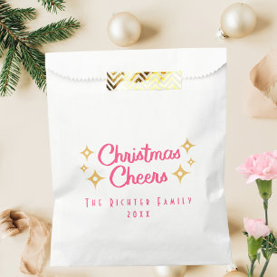 Simple and Modern Pink Christmas Cheer Holiday Favour Bags