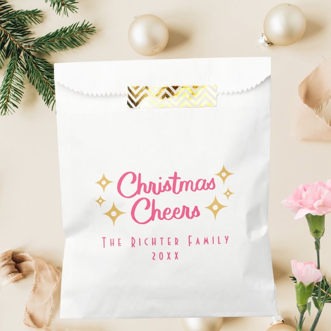 Simple and Modern Pink Christmas Cheer Holiday Favour Bags (Creator Uploaded)