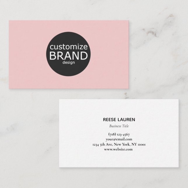 Simple And Modern Pink Logo  Business Card (Front/Back)