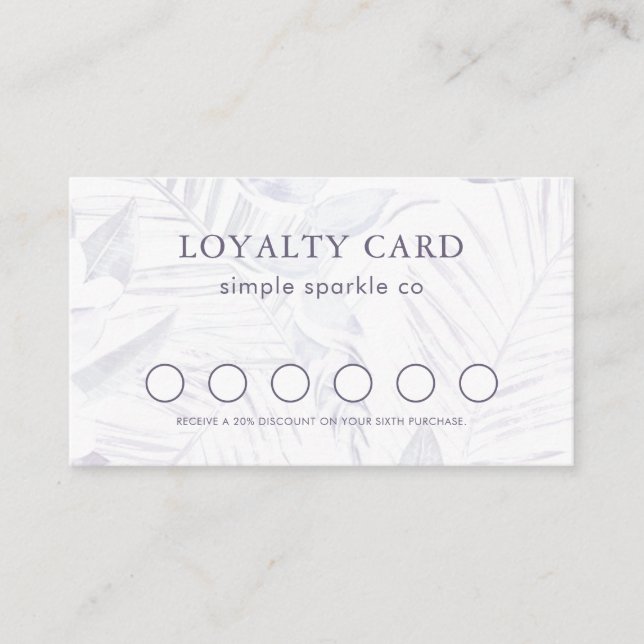 Simple and Modern Purple Palm Print Loyalty Card (Front)