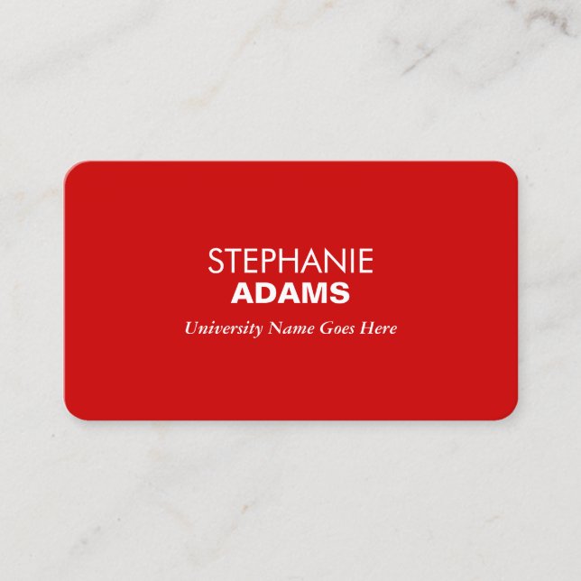 Simple and Modern Red Graduate Student University Calling Card (Front)