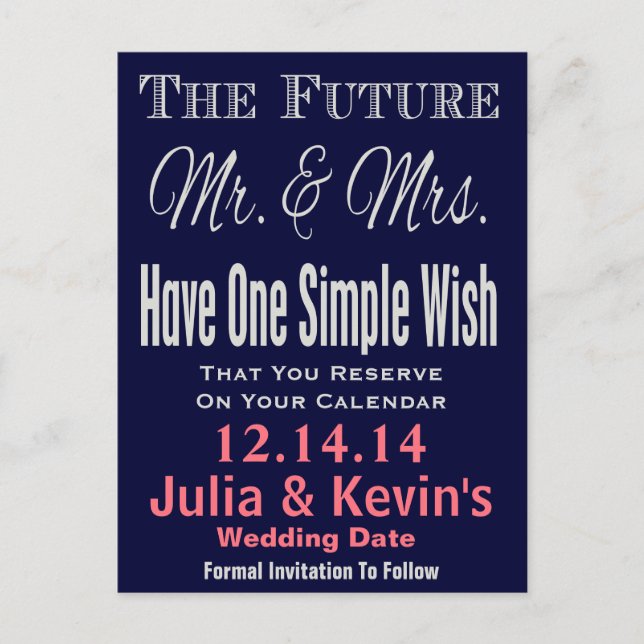 Simple and Modern Save The Date Postcard (Front)