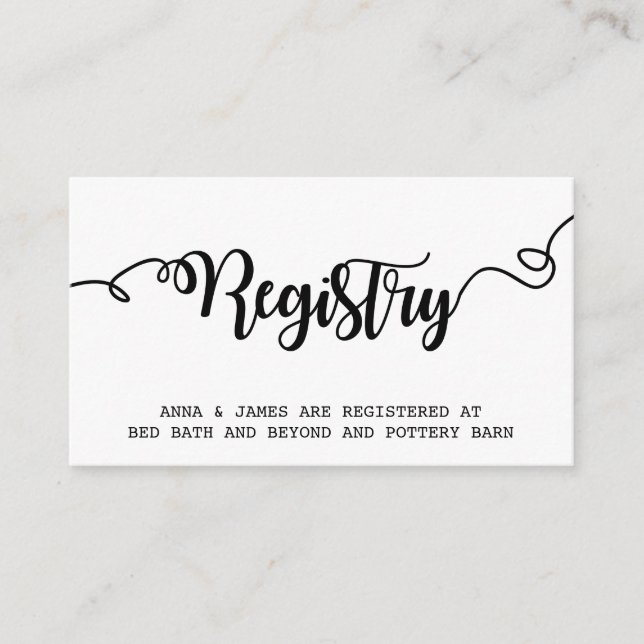 Simple and Modern Wedding Registry Card (Front)