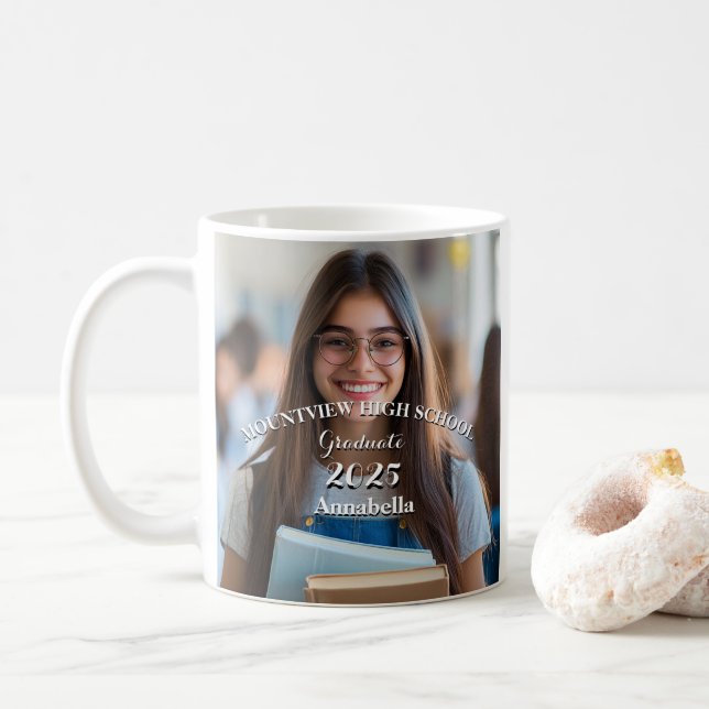 Simple and one Custom Photo graduation mug (With Donut)