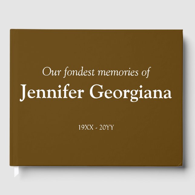 Simple and Personalised Memorial Guestbook (Front)