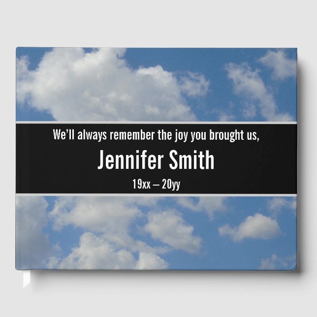 Simple and Plain Cloudy Sky Funeral Guest Book (Front)