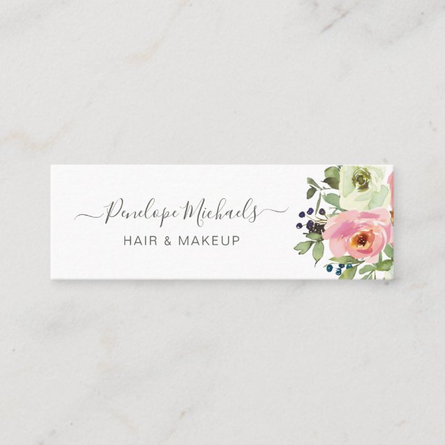 Simple and Pretty Floral Mini Business Card (Front)