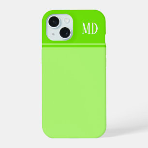 Simple and Pretty Lime Green Striped Monogram iPhone 15 Case