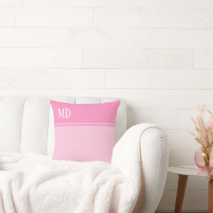 Simple and Pretty Pink Striped Monogram Cushion