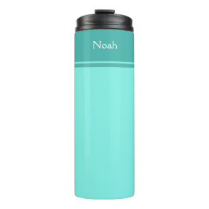 Simple and Pretty Teal Blue Striped Custom Name Thermal Tumbler
