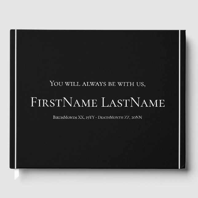 Simple and Respectable Funeral Guest Book (Front)