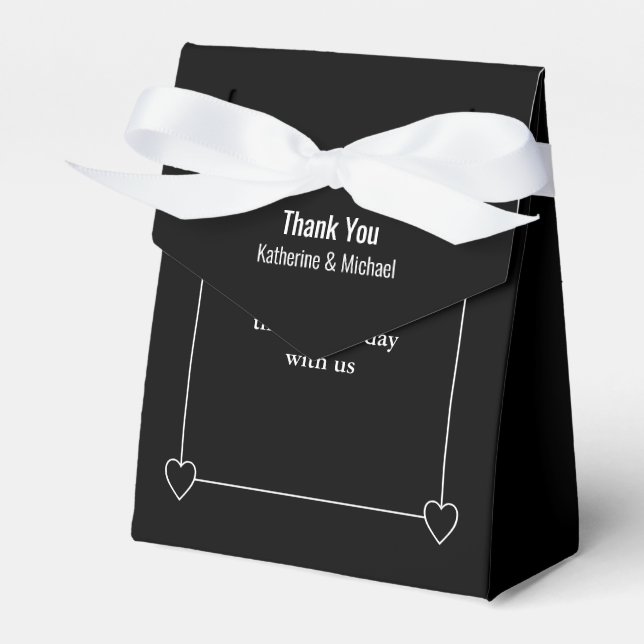 Simple and Romantic Hearts Black Wedding Favour Box (Front Side)