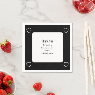 Simple and Romantic Hearts Black Wedding Napkin