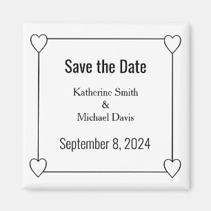 Simple and Romantic Hearts Save the Date Wedding Magnet
