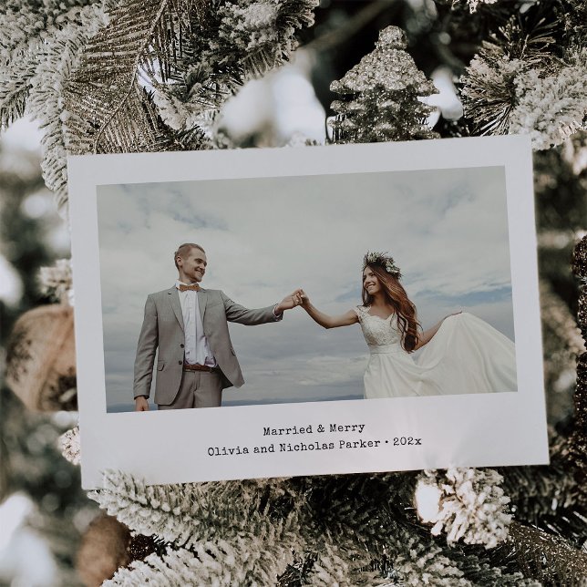 Simple and Rustic | Married and Merry Two Photo Holiday Card (Creator Uploaded)