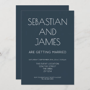 Simple And Stylish Dark Blue With White Type Invitation