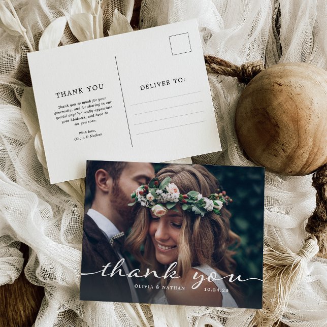 Simple and Stylish | Modern Photo Wedding Postcard (Creator Uploaded)