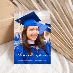 Simple and Stylish Modern Two Photo Graduation Thank You Card