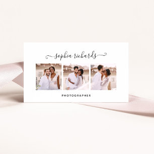 Simple and Stylish   Three Photo Photographer Business Card