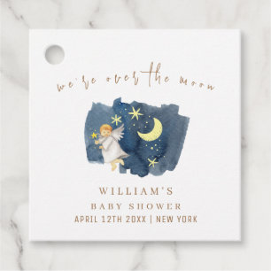 Simple Angel Moon Star Baby Shower  Favour Tags